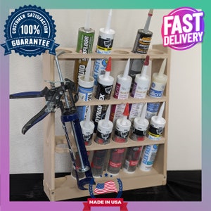 18-tube Caulking Adhesive Organizer: Free Standing, Stackable MDF Shelf ...