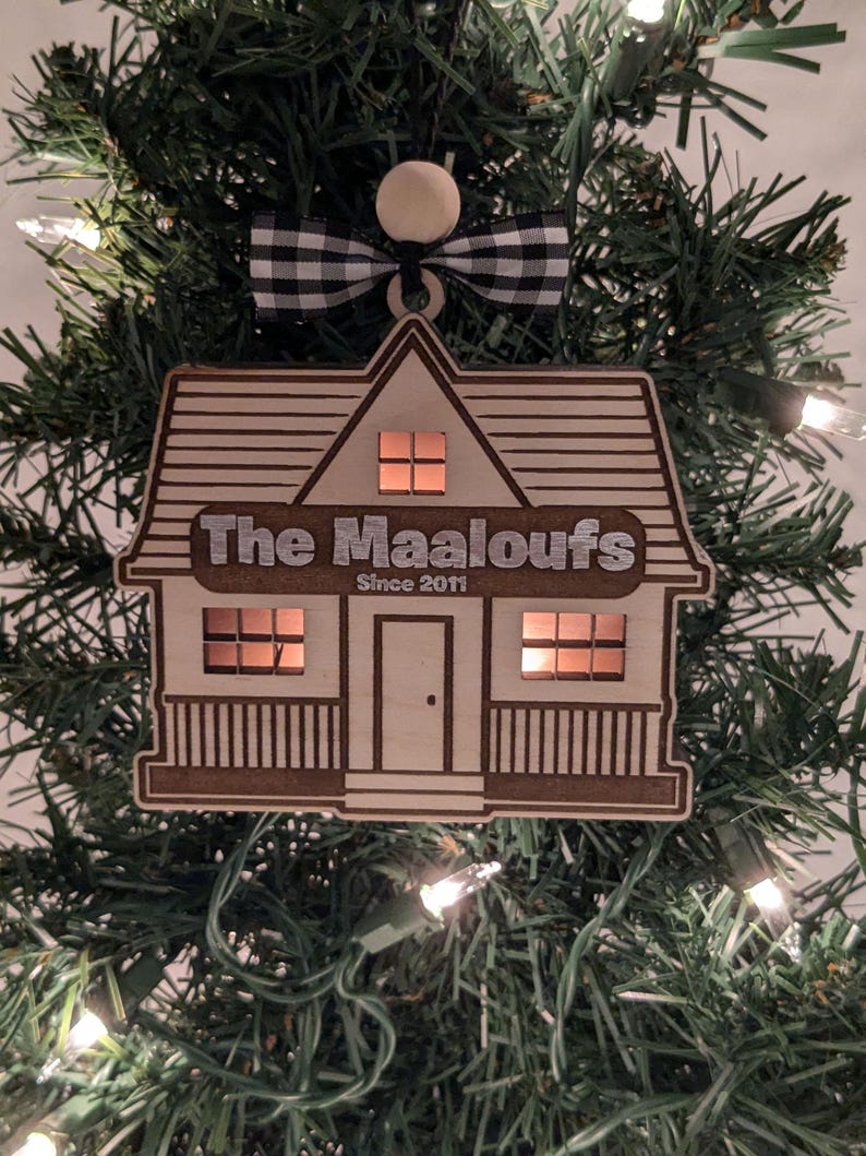 Personalized Light up House Christmas Tree Ornament Home for the