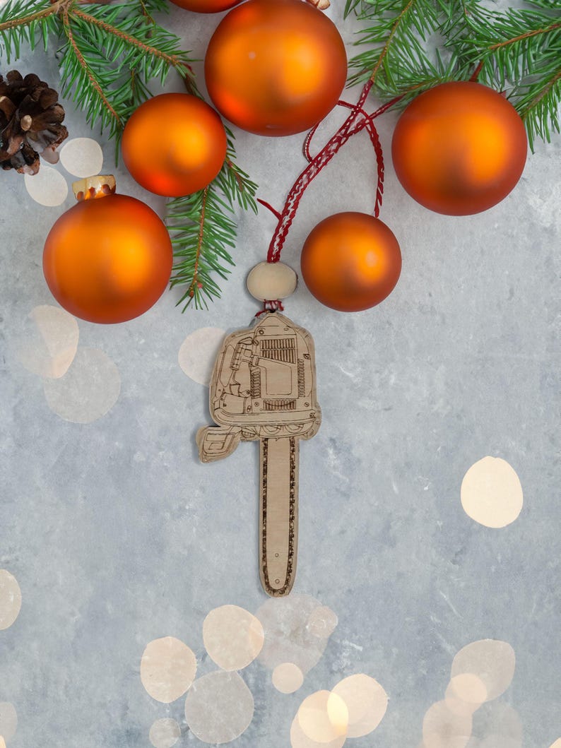 Chainsaw Christmas Tree Ornament Logging Axe Men Timber Funny Christmas