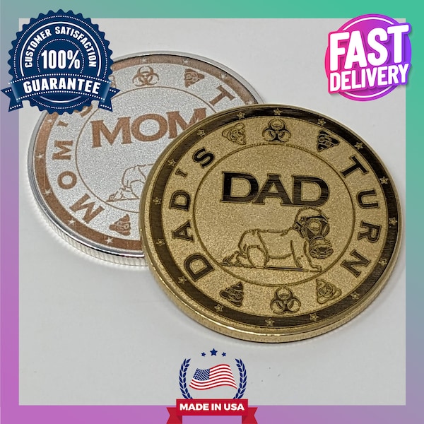 Diaper Duty Decider, New Mom Gift, Flip Coin to Decide who has to change the Diaper