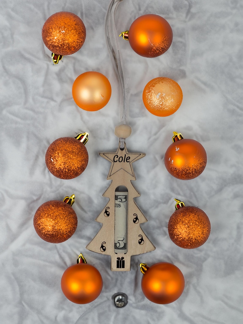 Personalized Christmas Tree Money Holder Ornament Bill Holder Cash Gift