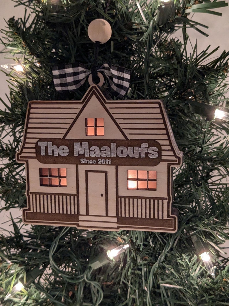 Personalized Light up House Christmas Tree Ornament Home for the