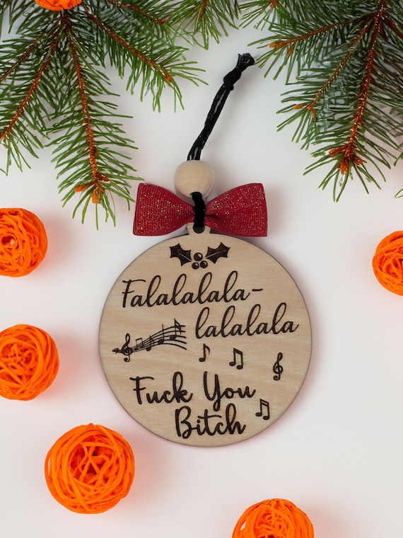 Funny 'Deck the Halls' Christmas Ornament: Rude Holiday Humor