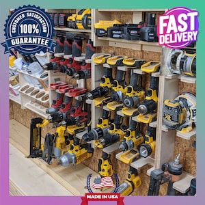 4 Tool Drill Shelfing Unit Storage Garage DIY Handy Man Workshop Impact  Tools