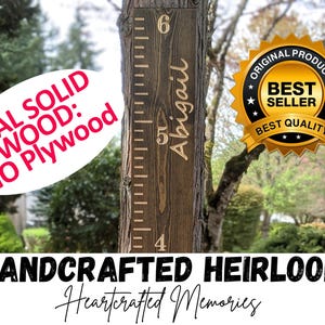 Floor Height Engraved Wooden Kids Growth Chart Ruler: Personalized Height Tracker