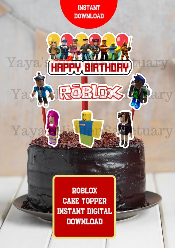 Roblox Cake Topper Roblox Centerpiece Roblox Party Supply Etsy - chocolate spongebob skit in roblox with game characters