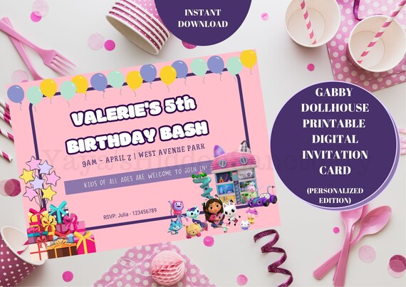 Carte Dinvitation Personnalisee Gabby Dolhouse Anniversaire Etsy Canada Carte Dinvitation Personnalisee Gabby Dolhouse Anniversaire Etsy Canada