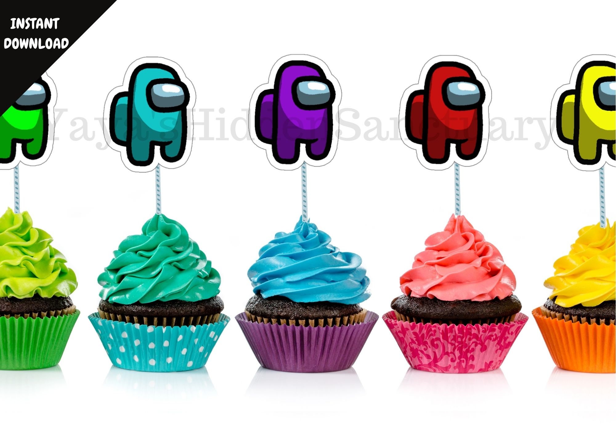 Among Us Cupcake Topper Among Us Party Supply Steven Etsy