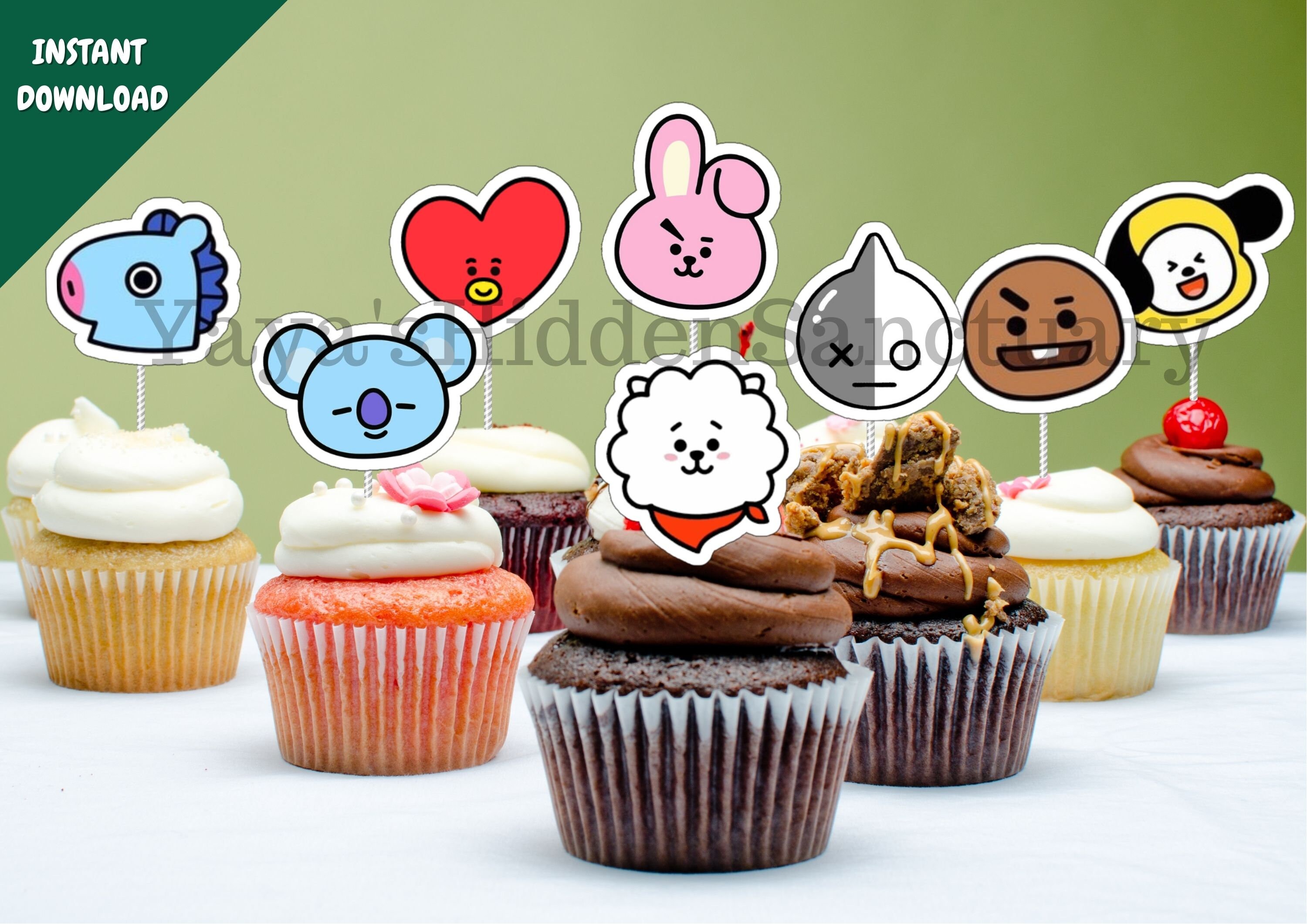 Bt21 Cupcake Topper Bt21 Cake Topper Bt21 Centerpiece Bt21 | Etsy