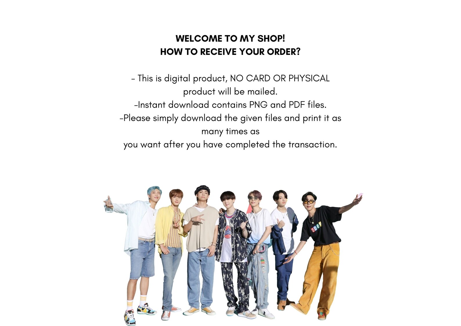 BTS Printable Digital Postcard Kpop Postcard Kpop Card Etsy