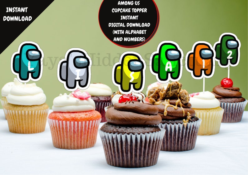 Among Us Cupcake Topper Among Us Party Supply Steven Etsy