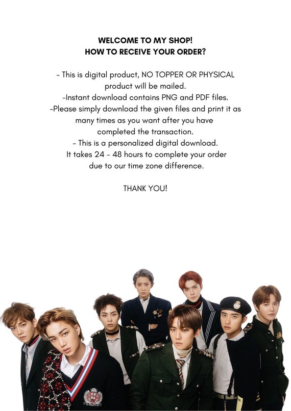 Exo Cake Topper Exo Centerpiece Exo Party Supply Exo Etsy