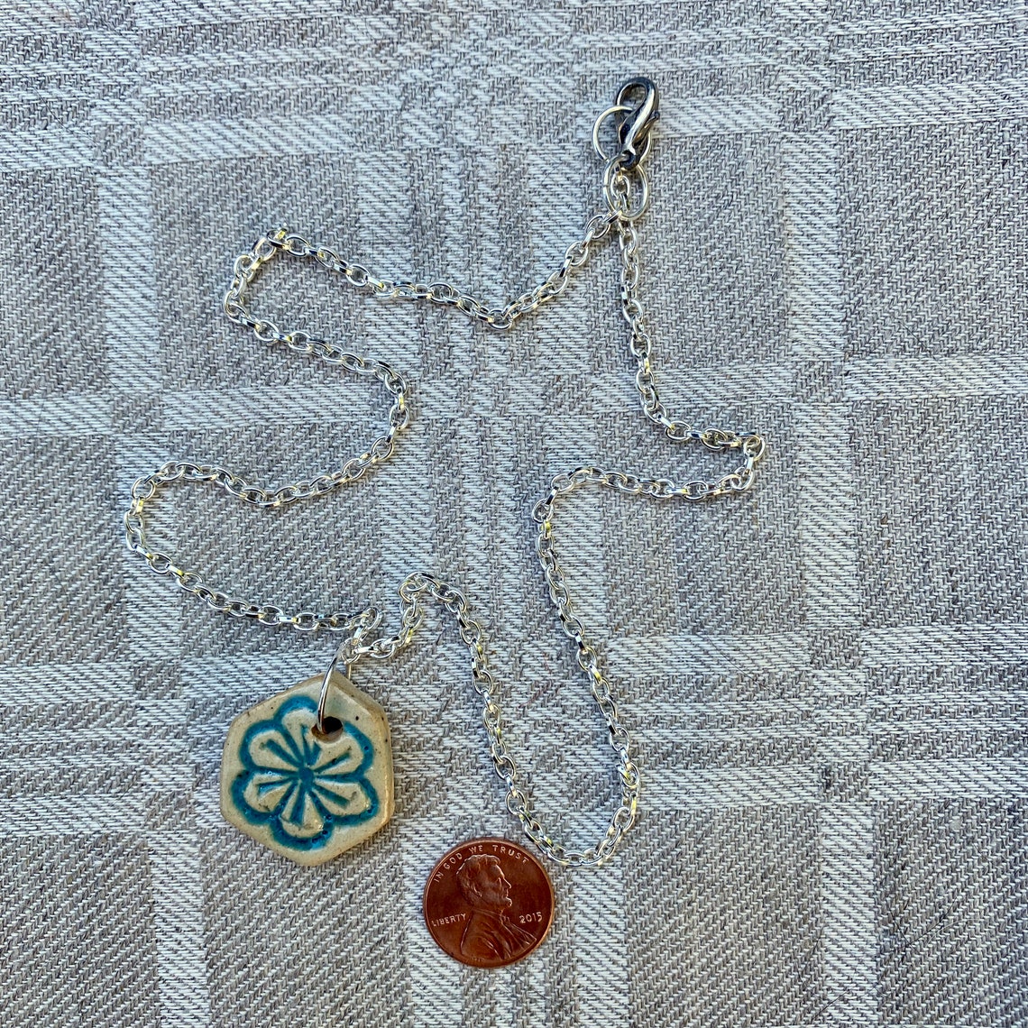 Ceramic Pendant Floral Necklace Etsy
