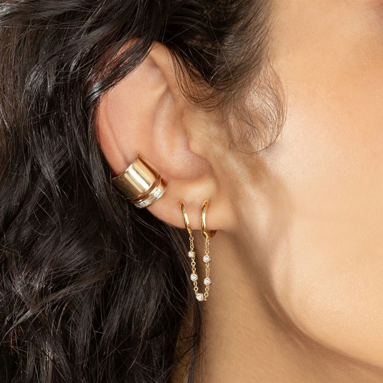 Double chain hoop earrings Clearance