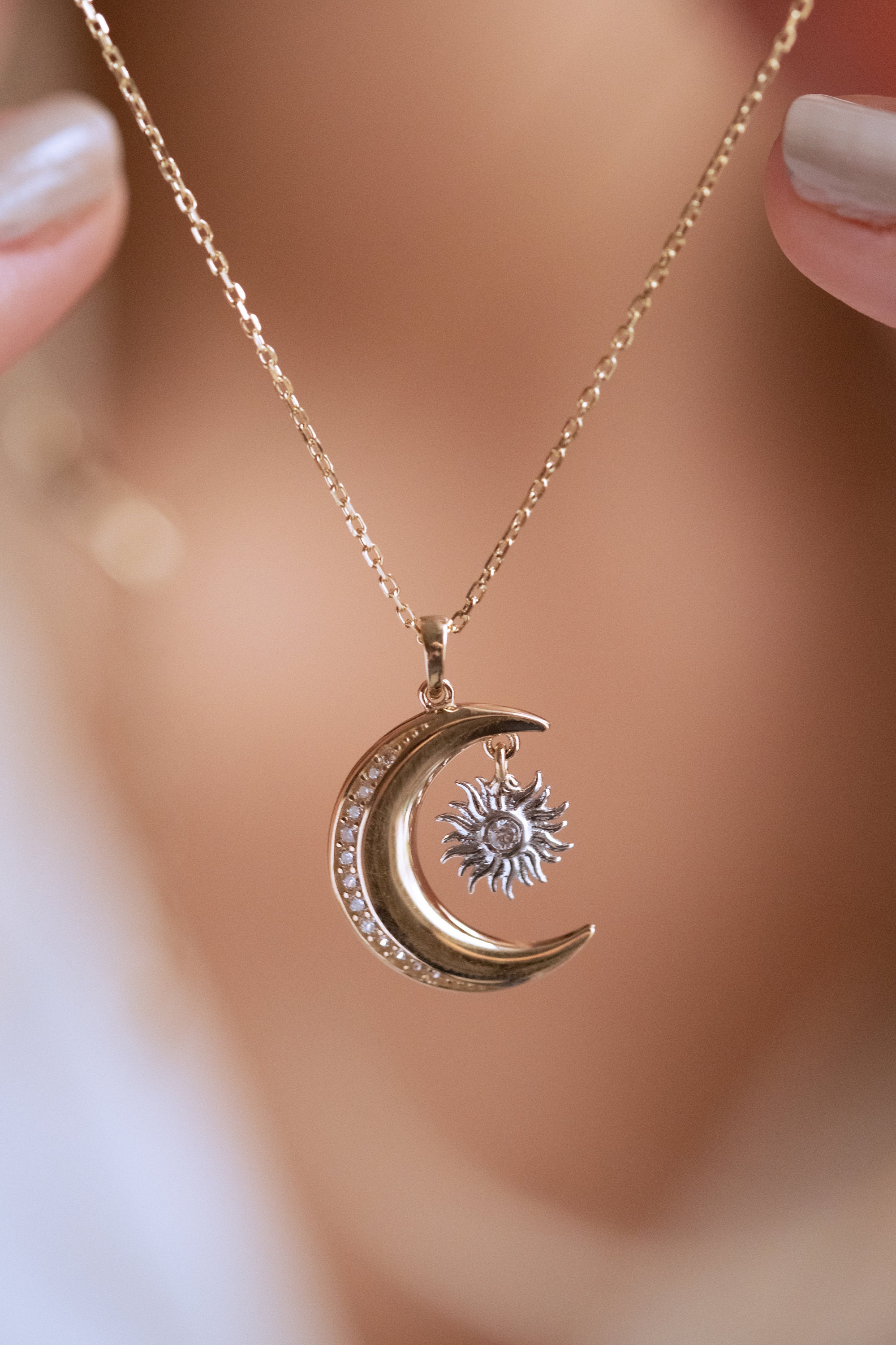 Moon medallion necklace Clearance