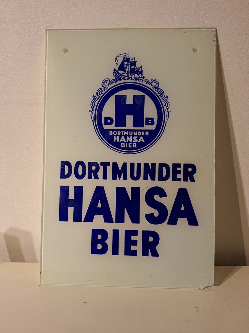 Plakatwand Dortmunder Hansa Bier Logo Werbung. Männerhöhle. Inicio Bar Kneipe imagen 1