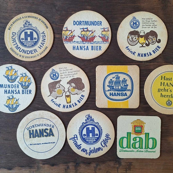 10 Bierdeckel Dortmunder Brauerei Werbung Hansa. Beer. Männerhöhle. Home Bar