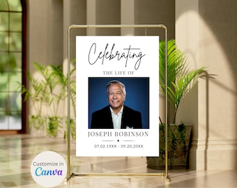 Funeral Welcome Sign Template: Celebration of Life Memorial Poster (18x24 Inches, Digital Download