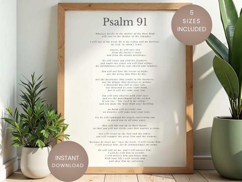 Psalm 91 Scripture Print | Christian Bible Verse Wall Art (digital ...