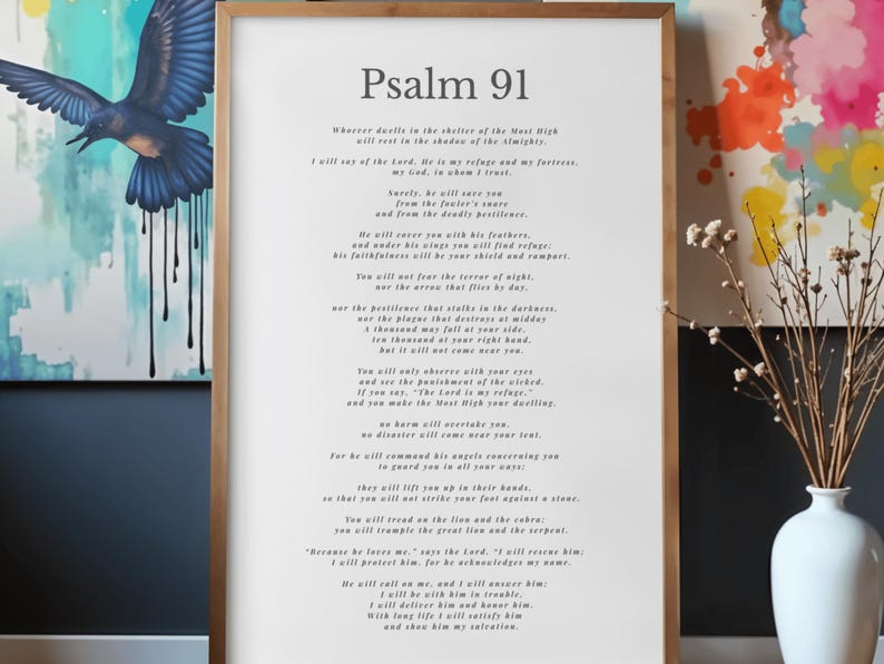 Psalm 91 Scripture Print | Christian Bible Verse Wall Art (digital ...