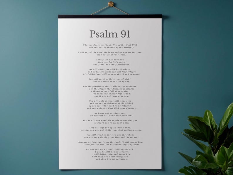 Psalm 91 Scripture Print | Christian Bible Verse Wall Art (digital ...