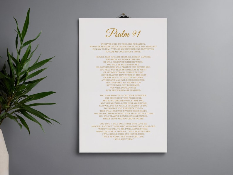 Psalm 91 Gold Script Print | Christian Home Decor (digital Download) - Etsy