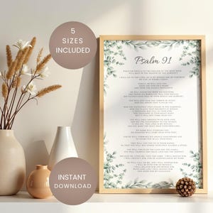 Psalm 91 Skrifttryck | Kristen väggkonst med eukalyptusblommor (digital nedladdning)