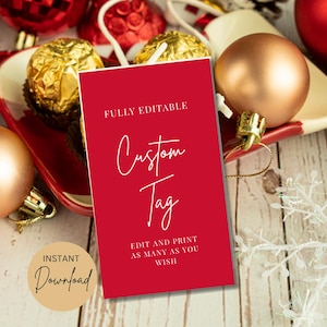 Christmas Personalized Gift Tags, Wine Gift Tags, Holiday Party Favor Tags, Christmas Tags, Gift Favor Tags, Tags for Gifts,  Editable Tags
