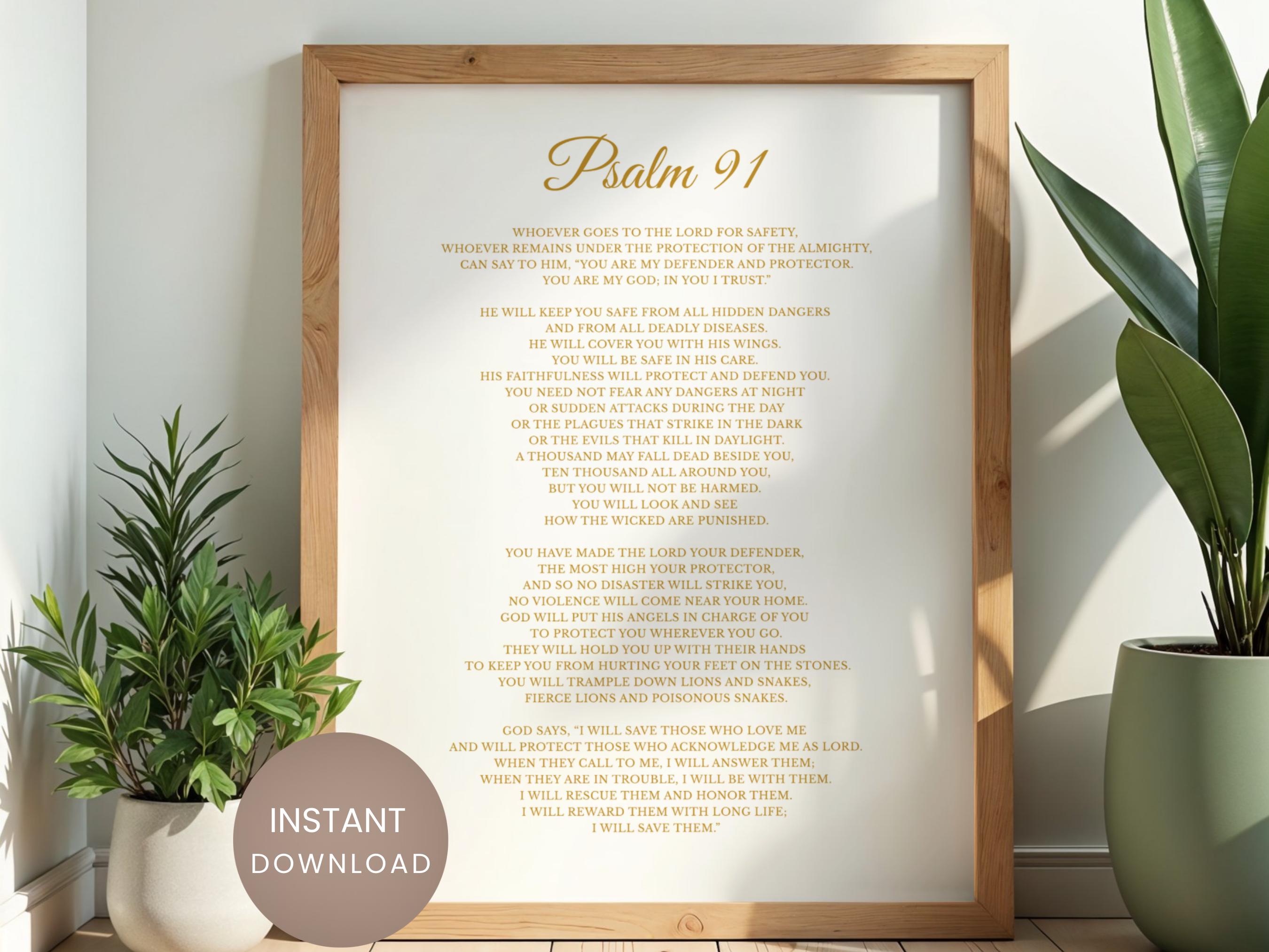 Psalm 91 Gold Script Print | Christian Home Decor (digital Download) - Etsy