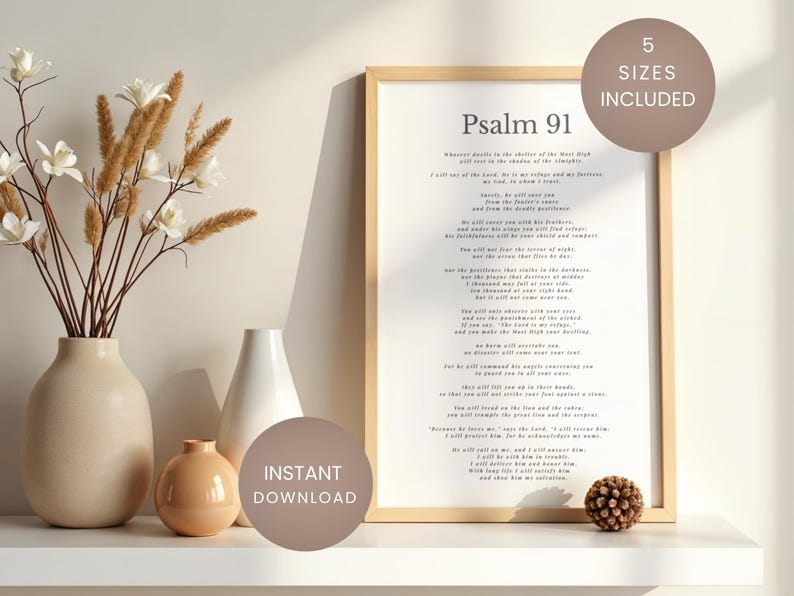 Psalm 91 Scripture Print | Christian Bible Verse Wall Art (digital ...
