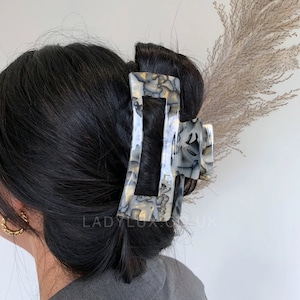LADYLUX XXL Jumbo Hair Claw Clip, Extra Large Claw Clip, Mega Size Claw Clip great for Extra Thick Hair 2023 style Shade - Pewter