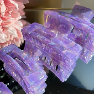 LADYLUX XXL Jumbo Hair Claw Clip, Extra Large Claw Clip, Mega Size Claw Clip great for Extra Thick Hair Shade Amethyst