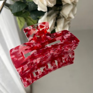 LADYLUX XXL Jumbo Hair Claw Clip, Extra Large Claw Clip, Mega Size Claw Clip great for Extra Thick Hair shade Cherry
