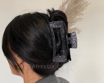 LADYLUX XXL Jumbo Glitter Party Season Hair Claw Clip, Extra Large Claw Clip, Mega Size Claw Clip great for Extra Thick Hair 2023 Jewelled