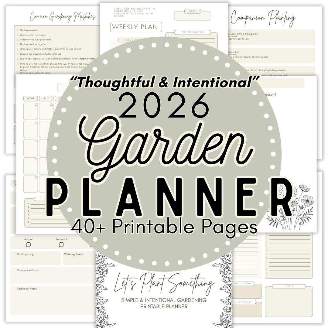 2026 Garden Planner, Beginner Organic Planting Tracker (PDF Download ...