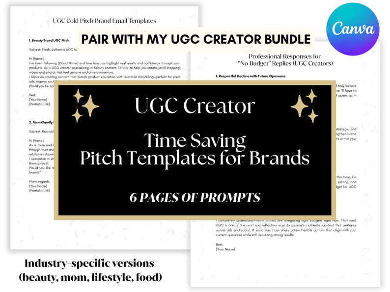 Ugc Script Examples UGC Brand Pitch Templates, Cold Email & DM Scripts (canva Template) - Etsy
