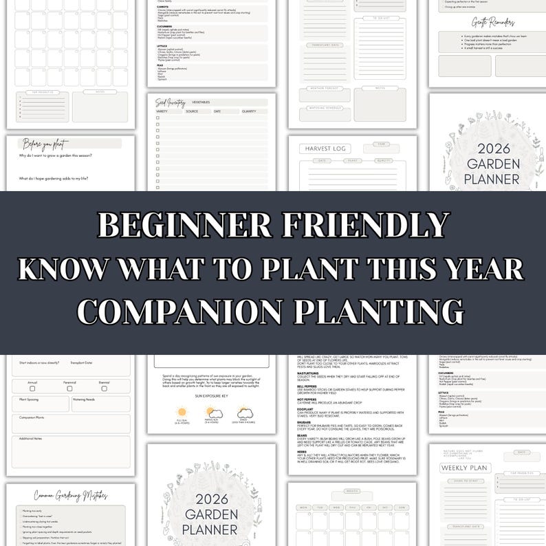 2026 Garden Planner Printable, Beginner Gardening, Planting & Harvest ...