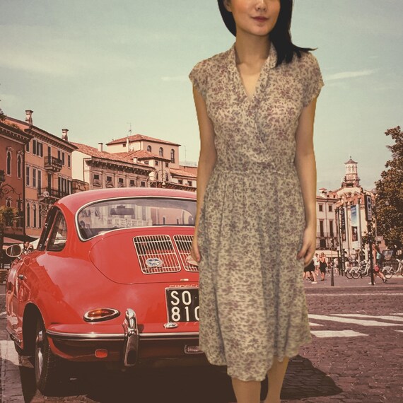 Vintage Beige Tea Party Dress