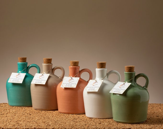 Handmade Ceramic Bottle with superior quality Tuscan Extra Virgin Olive Oil, olive oil dispenser