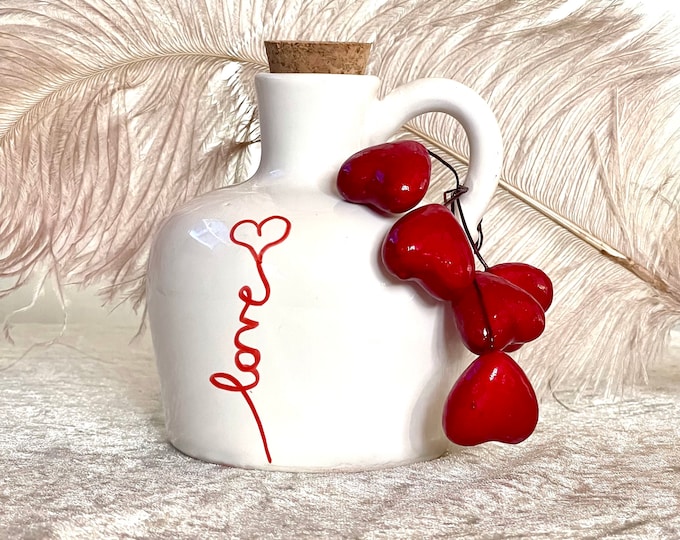 Keramikdose mit Nativem Olivenöl, Valentinstagsgeschenk, Limitierte Auflage