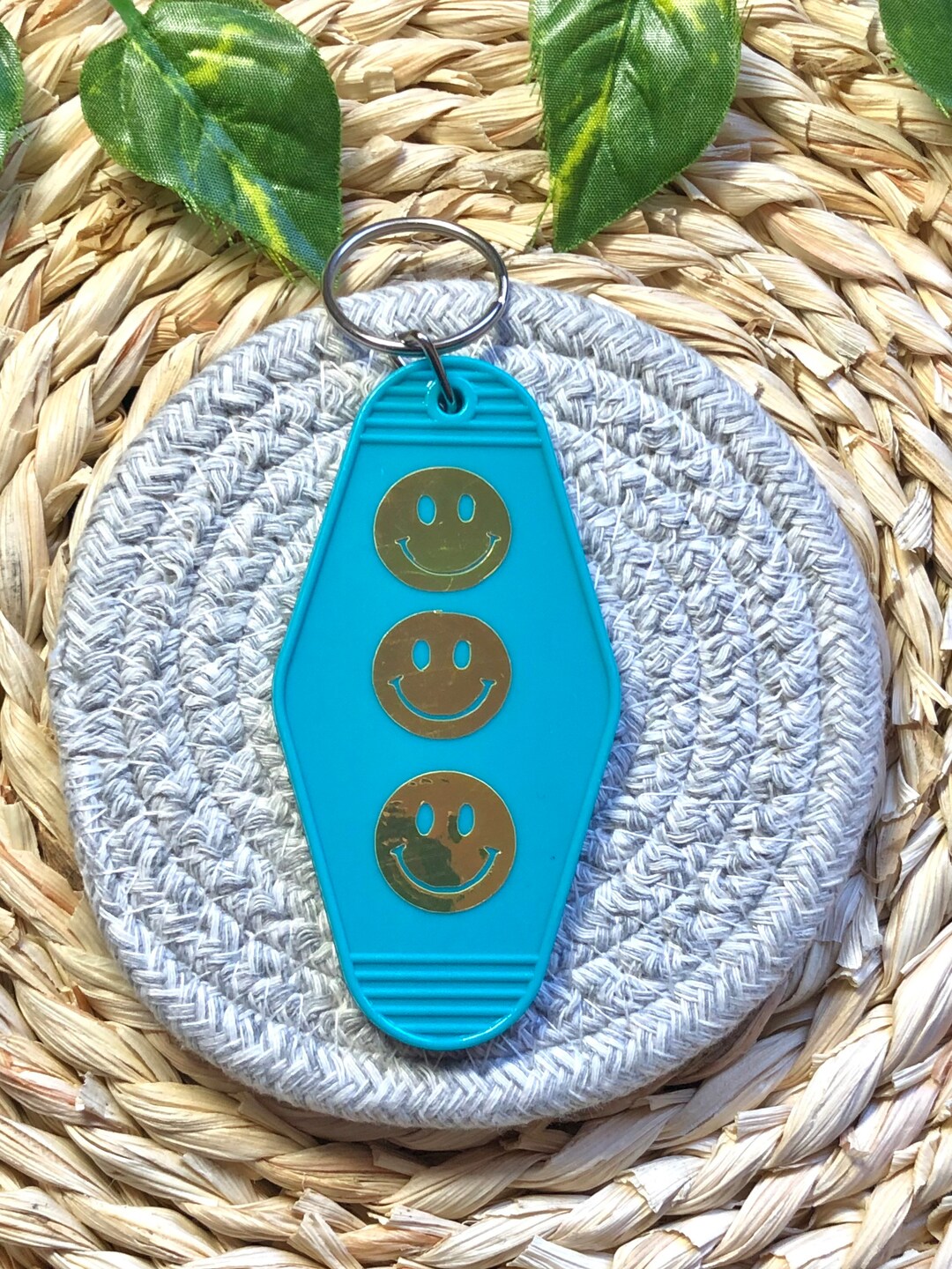 Smiley Face Keychain, Blue Smiley Face Keychain Gifts for Her Etsy