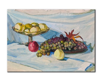 VINTAGE OIL PAINTING by Ukrainian artist - I.Yukhno, Still Life, 1967