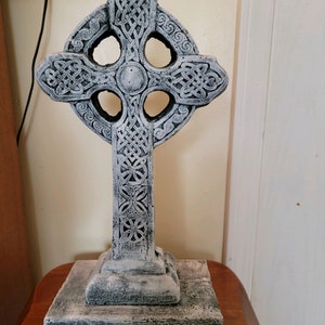 Concrete Celtic Cross Measuring 17&quot; Tall Garden Statue