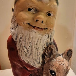 Concrete Friendly Garden Gnome with Fawn Statue