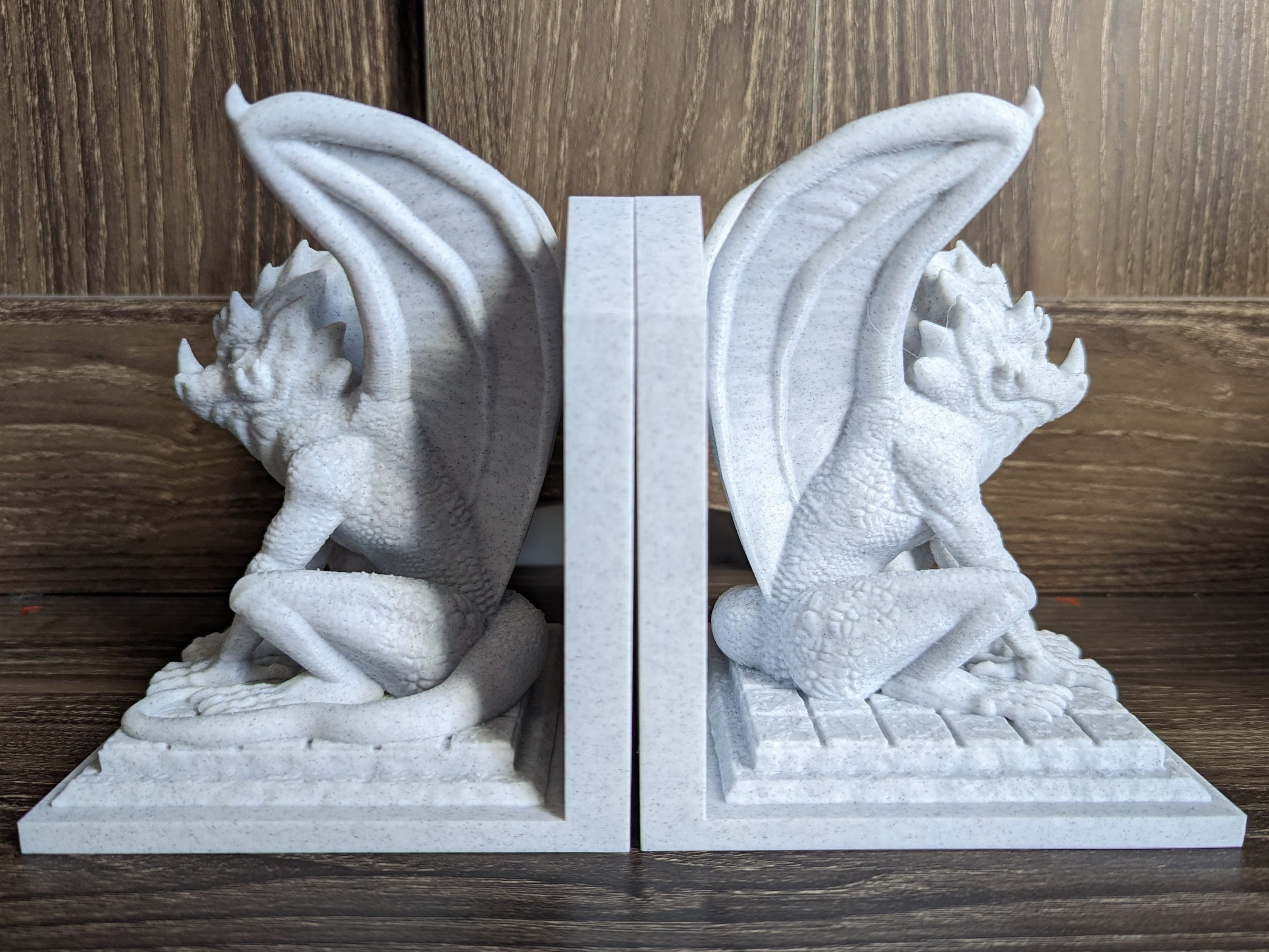 Set De 2 Supports à Livres Gargouilles Assises - Déco Fantastique Gothique - Résine Noire