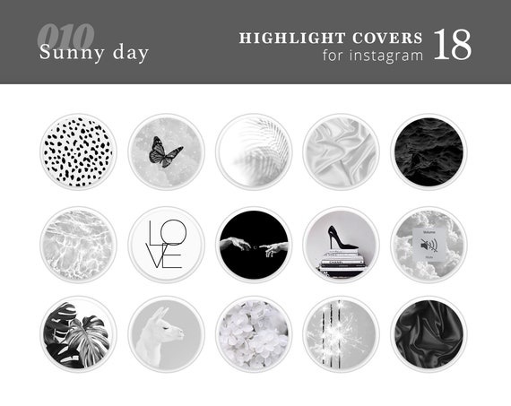 18 Gray Instagram Highlight Covers. Black and white story | Etsy