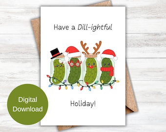 Divertente biglietto di Natale con sottaceti, festa all'aneto (download digitale)