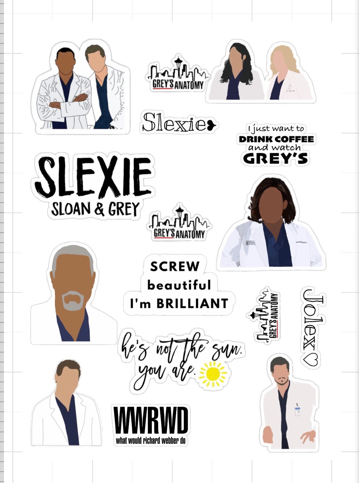 Greys anatomy stickers journal stickers greys anatomy | Etsy