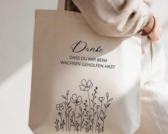 Abschiedsgeschenk Erzieherin | Erzieherin  danke | Tasche Erzieherin | Danke dass du mir beim wachsen geholfen hast | Kindergarten Abschied