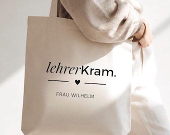 Personalisierte Lehrertasche | LehrerKram Tasche mit Name | Geschenk Lehrerin Abschied Schule | Klassenlehrerin Geschenk | Jutebeutel Lehrer
